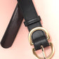 DOUBLE D BUCKLE FAUX LEATHER BELT -BLACK