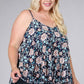 Floral Paisley Print Ruffle Cami Plus Size Top