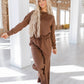 Dark Brown - Alex Textured Long Sleeve Set