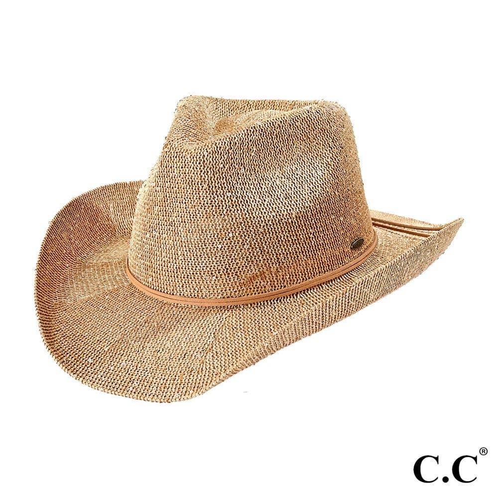 C.C Brand Sequin detailing Cowboy hat with suede trim