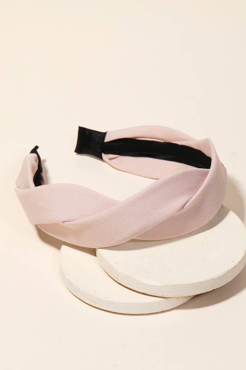 Soft Twist Fabric Headband -Soft Pink