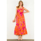 THML Tie Strap Floral Print Maxi Dress