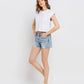 *MID RISE RAW DISTRESSED HEM SHORTS T6390