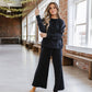 *Black Alex Textured Long Sleeve Set