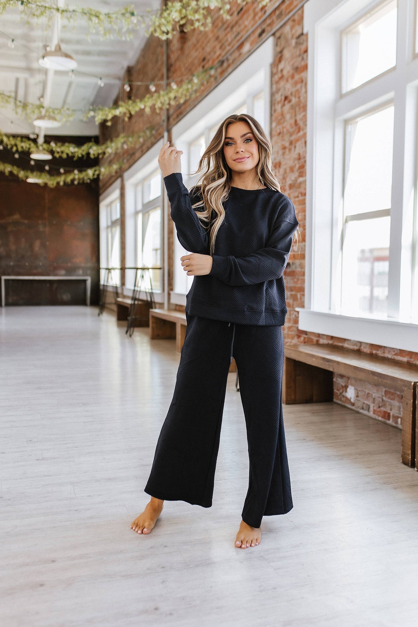 *Black Alex Textured Long Sleeve Set
