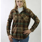 SALLY Long Sleeve Button Front Shirt Jacket - MULTI Brown/Pine