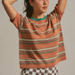 Striped Knit Ringer Tee W Crew Neck