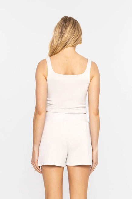 CORSET INSPIRED TANK TOP - PALE GREY