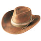 Distressed Fabric Band Rustic Cowgirl Fedora Hat