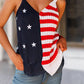 Women Stars and Stripes Print Flag Knitted Tank Top