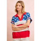4TH OF JULY STAR STRIPED SLEEVELESS COLLAR KNIT TOP