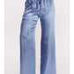 Metallic Set Button Down Shirt and Flared Wide-Leg Pant