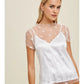 *WHITE VELVET STAR DETAIL MESH TOP WITH CAMI INSERT