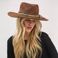 Distressed Fabric Band Cowgirl Fedora Hat