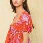 Sweetheart Neckline Floral Print Babydoll Mini Dress