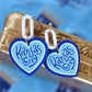 Wood KC Heart Earrings