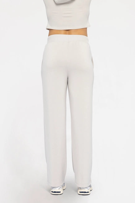 COZY COMFORT WIDE LEG LOUNG PANTS - PALE GREY