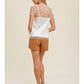 *WHITE VELVET STAR DETAIL MESH TOP WITH CAMI INSERT