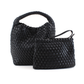 Medium Woven Hobo Crossbody Bag w/Cosmetic Pouch - Black