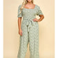 Plus Size Smocked Top Pegged Leg Gaucho Jumpsuit