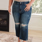 Judy Blue High Rise Distressed Wide Leg Crop Jeans