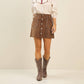 Studded vegan suede mini skirt