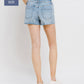 PLUS SIZE MID RISE RAW DISTRESSED HEM SHORTS