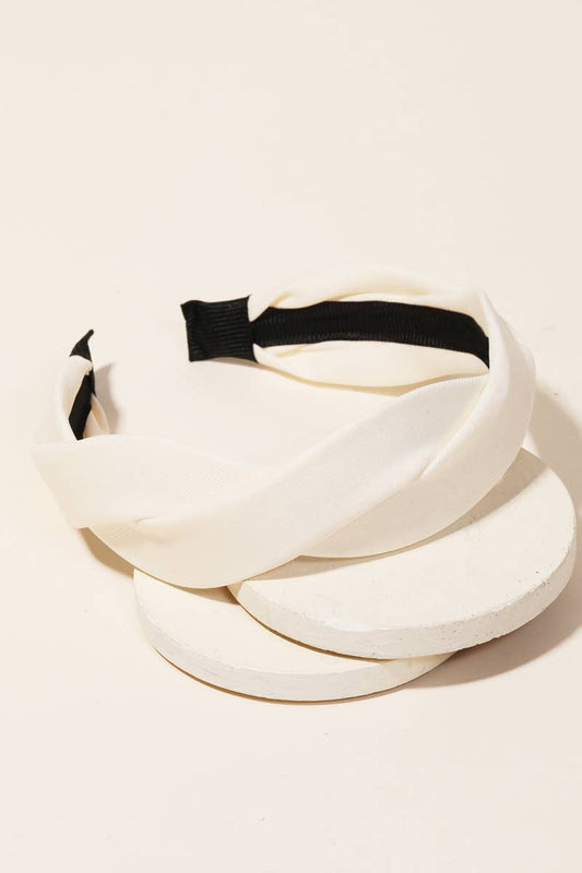 Soft Twist Fabric Headband - Ivory