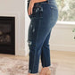 Judy Blue High Rise Distressed Wide Leg Crop Jeans