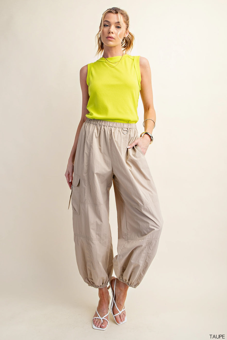 TAUPE BALLOON CARGO PANTS WITH POCKETS