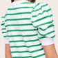 *Puff  Short Sleeve Spring Summer Stripe Top - Apple Green