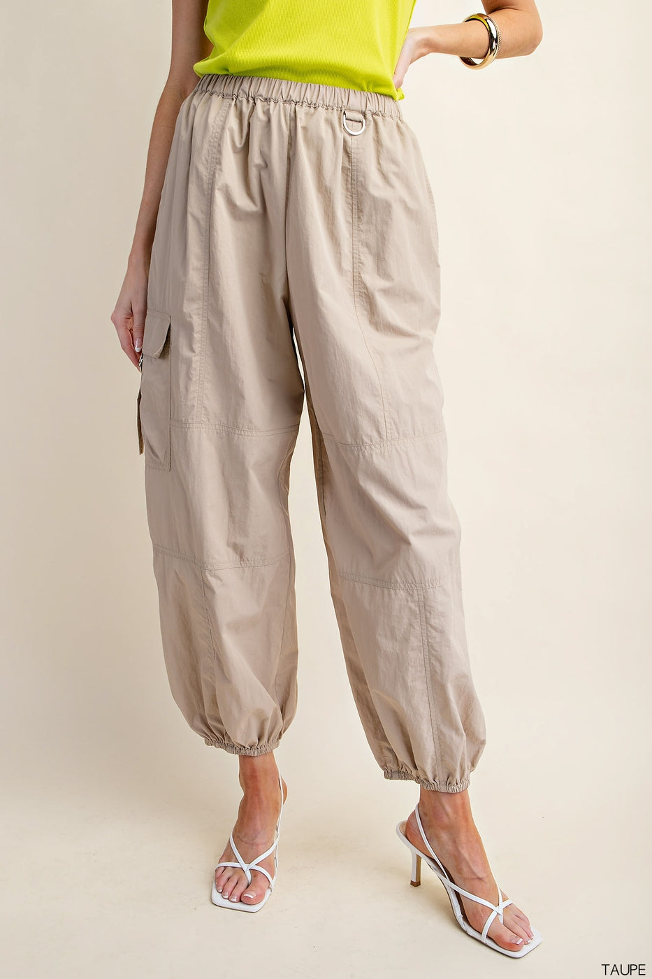 TAUPE BALLOON CARGO PANTS WITH POCKETS