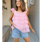 FEMME FLOUNCE PINK RUFFLE TOP