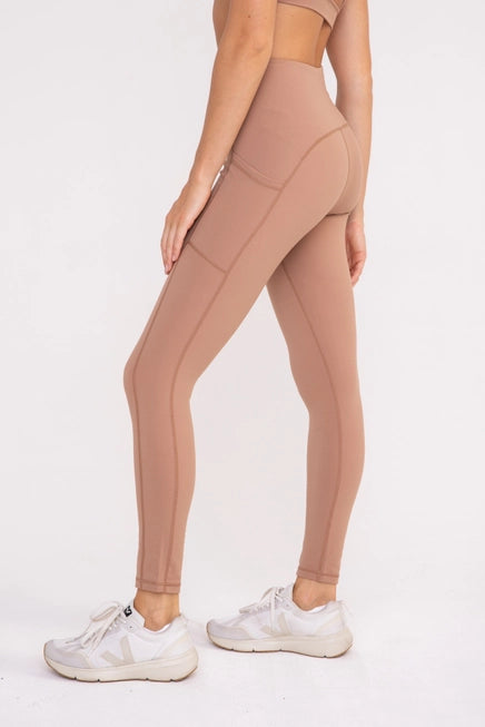 Bronze - No Front Seam Lycra-Blend Swoop Leggings - NUDE