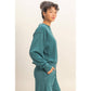 Raw Edge Detail Burnout Sweatshirt - Dark Teal