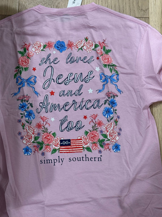 She Loves Jesus and America Graphic Tee