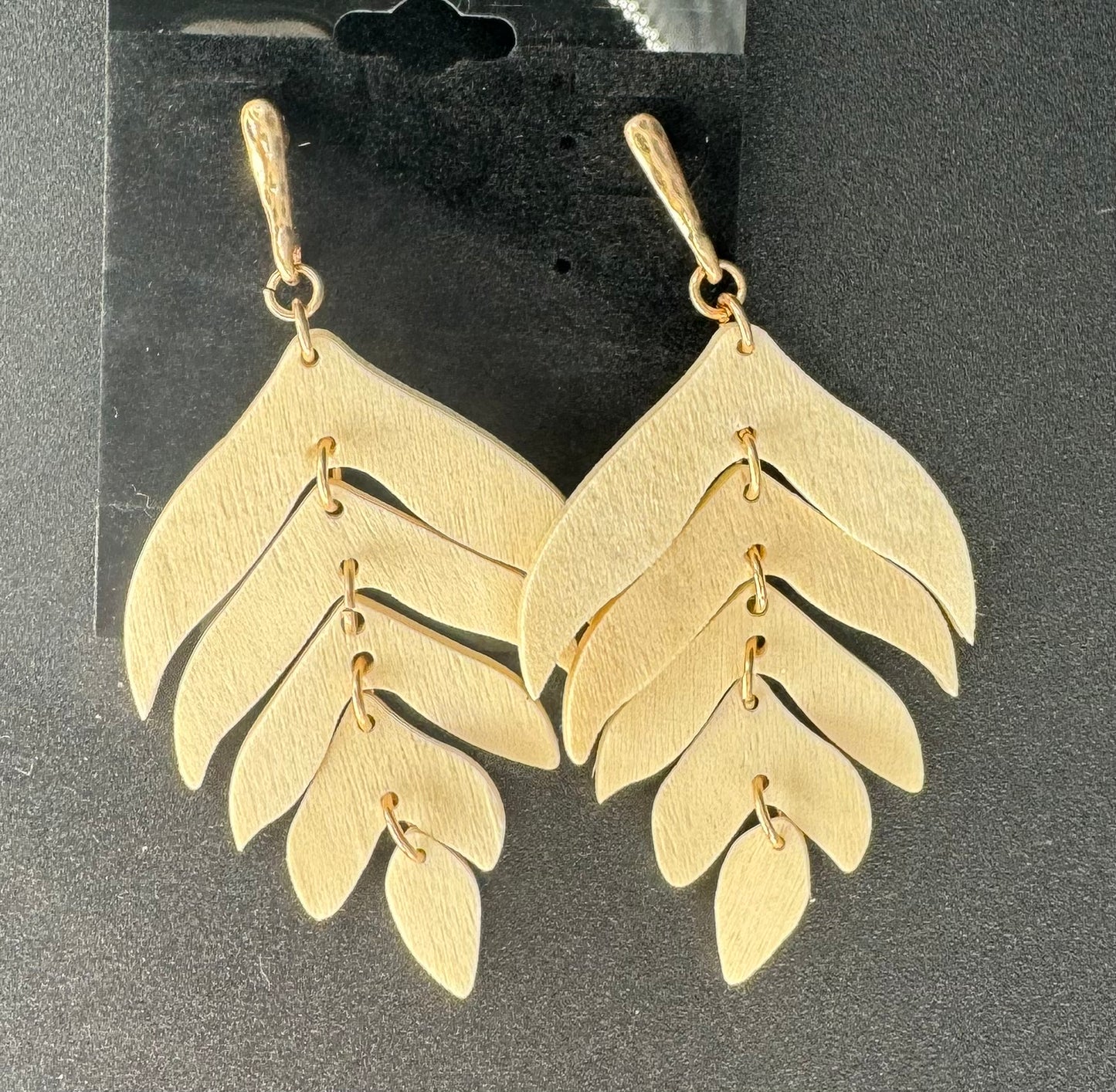 *Light Wood Leaf Shaped Earrings