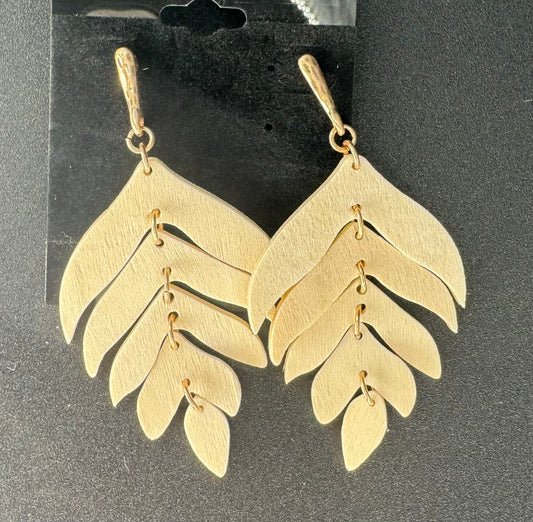 Light Wood Leaf Shaped Earrings