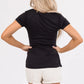 SQUARE NECK SHORT SLEEVE BASIC TOP - BLACK