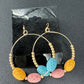 Gold Hoop with Multi Color Wood Beads