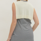 Sleeveless Mini Dress with Knit Scarf Sweater Detail