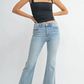 JBD High Rise Crop Flare With Distressed Hem