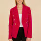 Velvet Double Breasted Blazer - Magenta