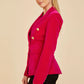 Velvet Double Breasted Blazer - Magenta