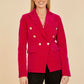 Velvet Double Breasted Blazer - Magenta