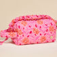 Essentials Quilted Cosmetic Pouch - Poppin' Petals Hot Pink