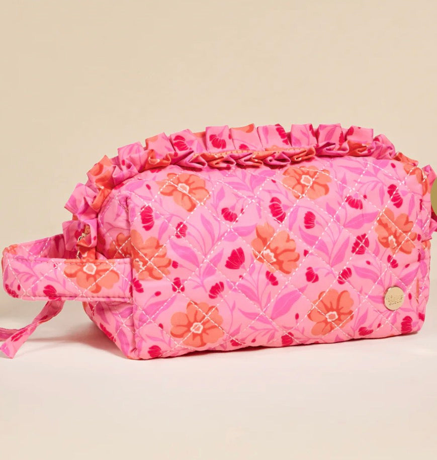 Essentials Quilted Cosmetic Pouch - Poppin' Petals Hot Pink