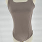 SLEEVELESS KNIT BODYSUIT - MOCHA