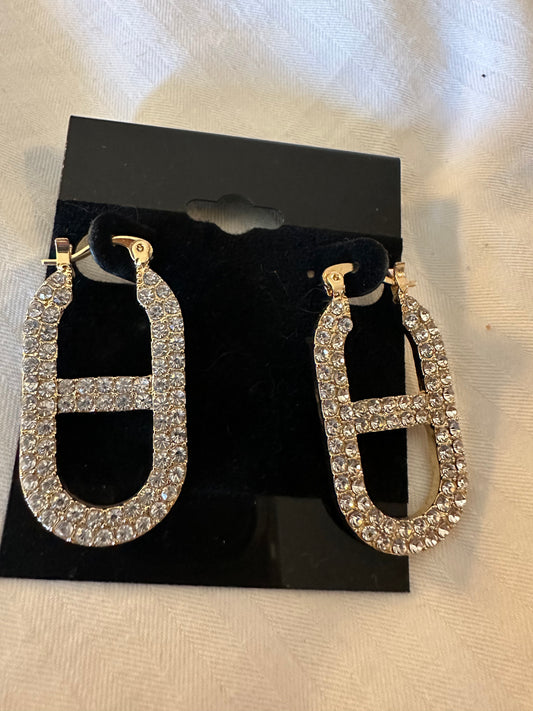 Rhinestone Paperclip shaped earrings