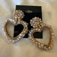 Neutral Beaded Heart Shaped Earrings